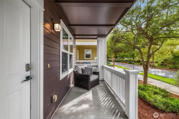 Covered porch perfect for morning coffee moments