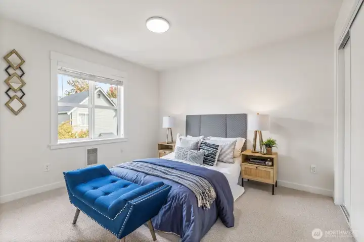 A restful bedroom tucked away upstairs