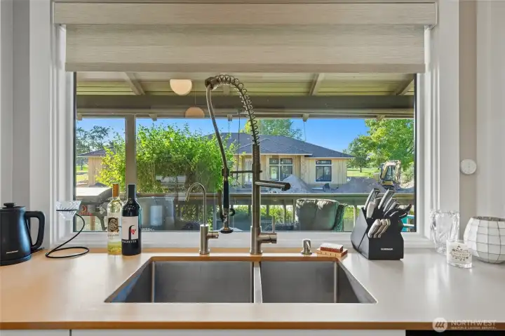 View out the sink area in kitchen