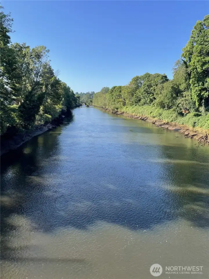 Just steps from the river.