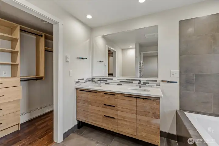 Primary closet and bathroom