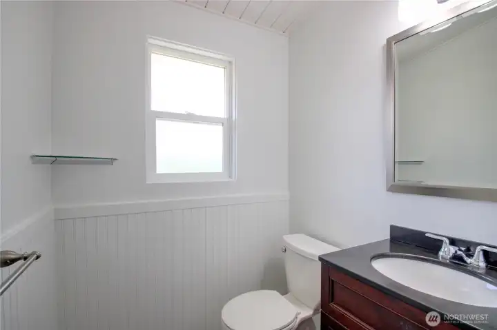 This is the half bath.  The shower and an additional vanity is nearby.