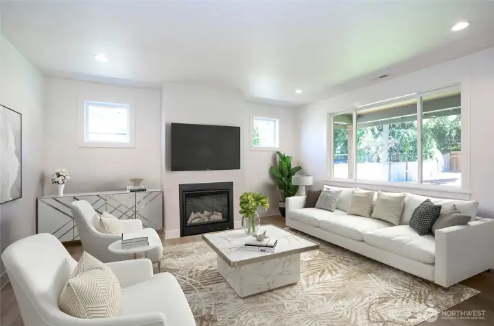 Virtually staged family room Virtually staged family room