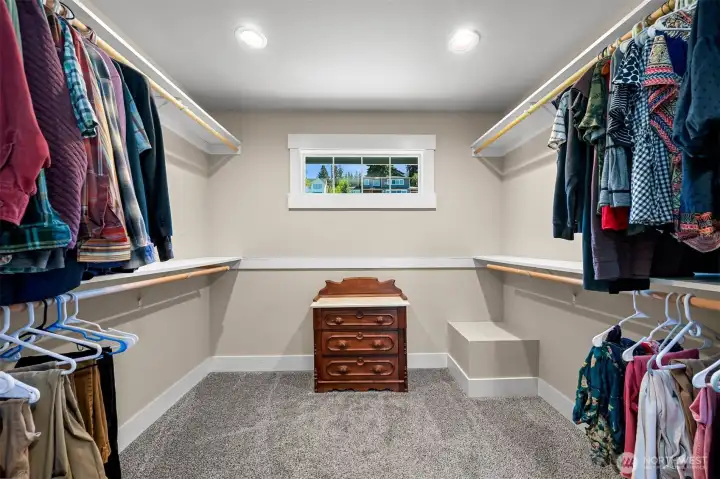 Primary bedroom walk-in closet