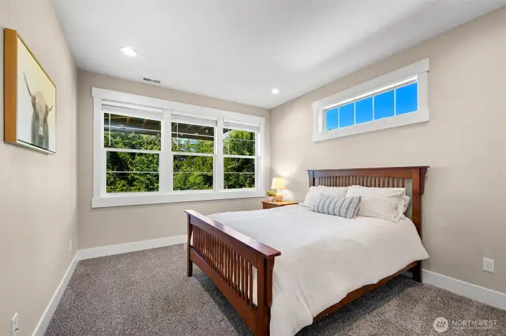 One of two downstairs bedrooms.