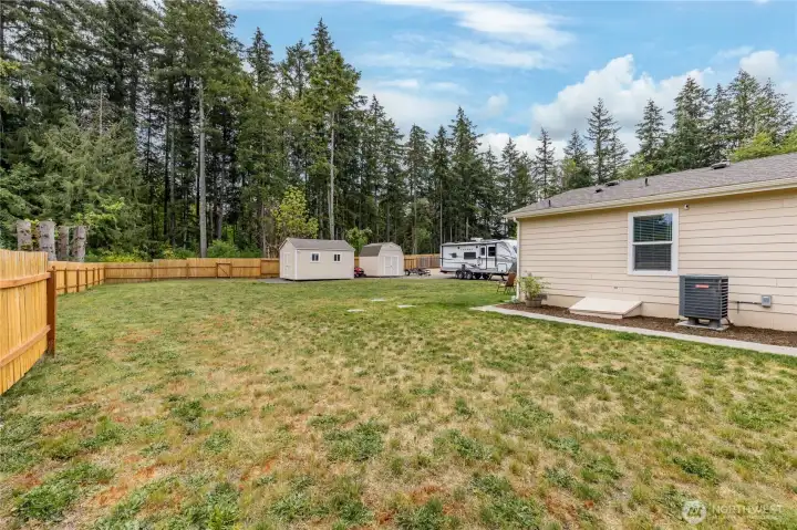 Fully-fenced level yard offers wonderful space to play or relax. Fully-fenced level yard offers wonderful space to play or relax.
