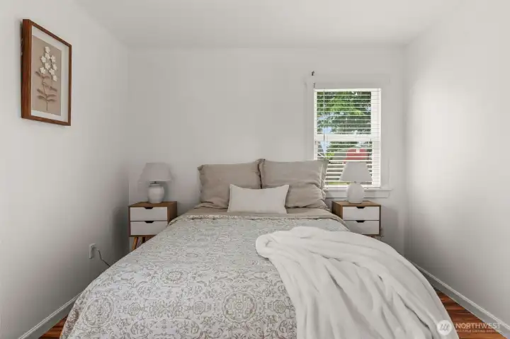 Bright, airy, and beautifully maintained. A tranquil primary bedroom that emphasizes the home’s smart footprint and relaxing ambiance. Bright, airy, and beautifully maintained. A tranquil primary bedroom that emphasizes the home’s smart footprint and relaxing ambiance.