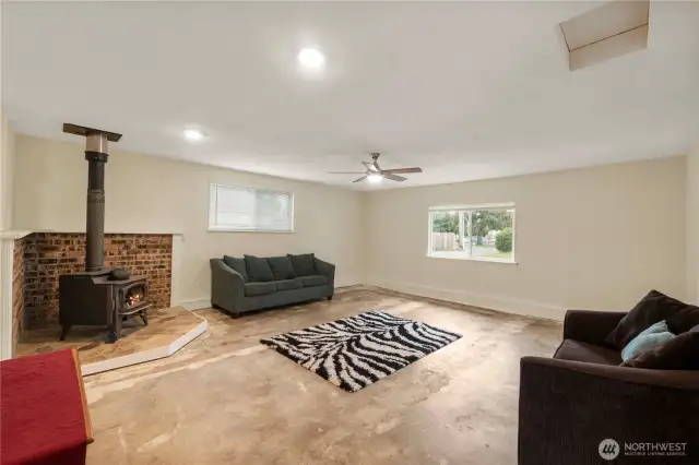 Family room is 19 feet by 20 feet. Perfect for a pool table.