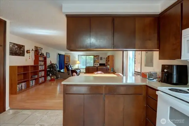 Open concept living and dining area