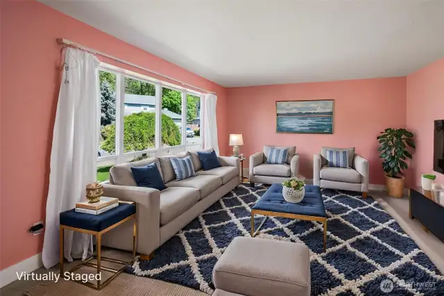 Virtually staged living area.