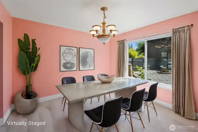 Virtually staged dining room.