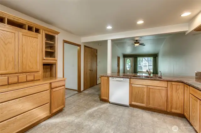 Check out the unique storage cupboard, originally used as an efficient baking station!