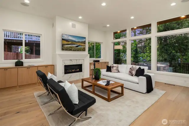 Great room that overlooks the private backyard