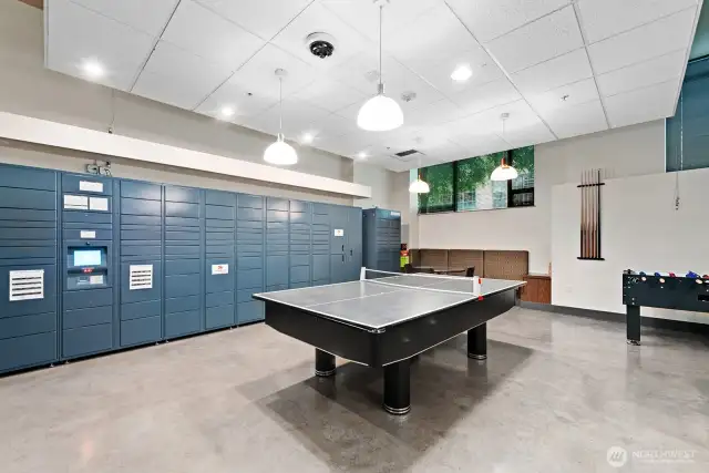 endless amazon lockers & pool table/pink pong