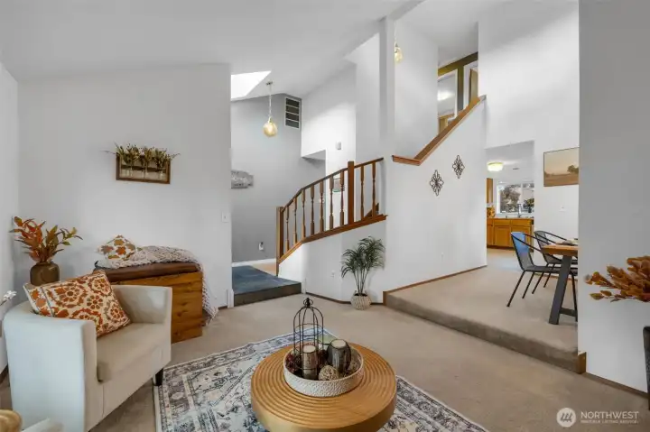 View to the stairs & dining room.