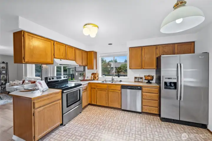 Enter into the spacious kitchen.