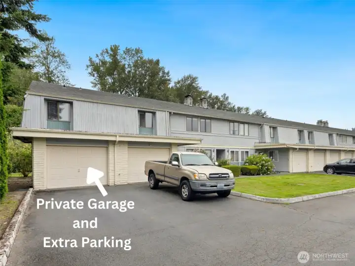 garage parking with a second spot in front!
