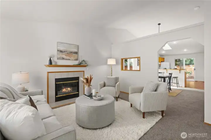 While separate, this living room flows to the dining room