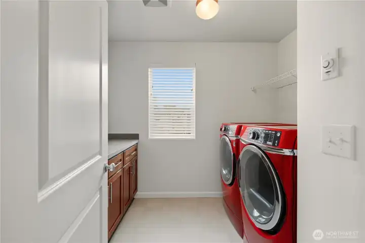 Large utility room with great counter space, ample cabinetry and natural light. Whole house air exchanger installed.