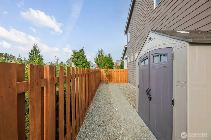 Storage shed painted to match with home