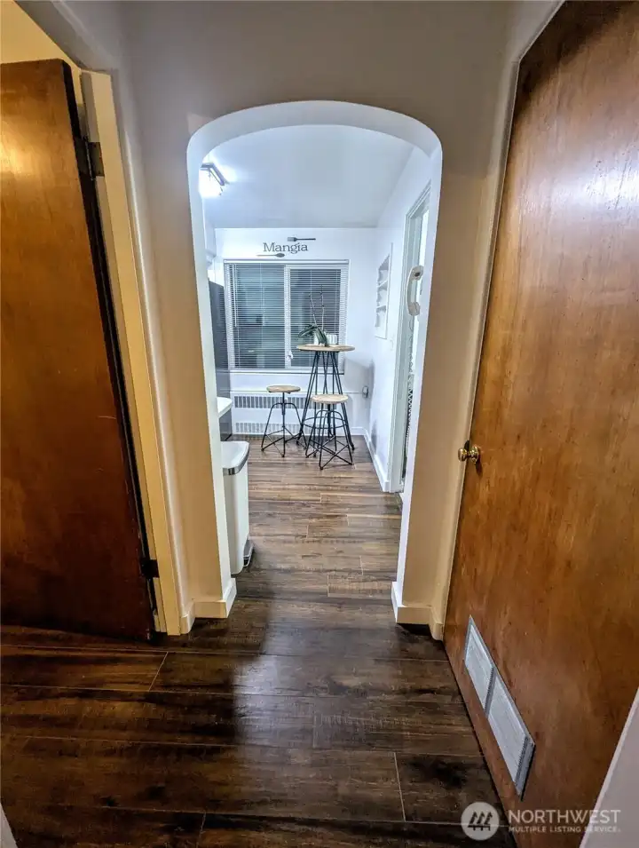 Hallway from kitchen to utility room.