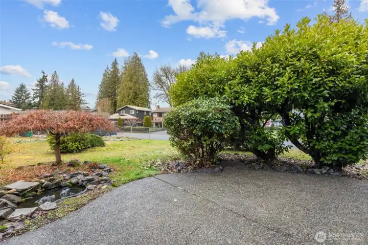 Concrete Patio off Garage.