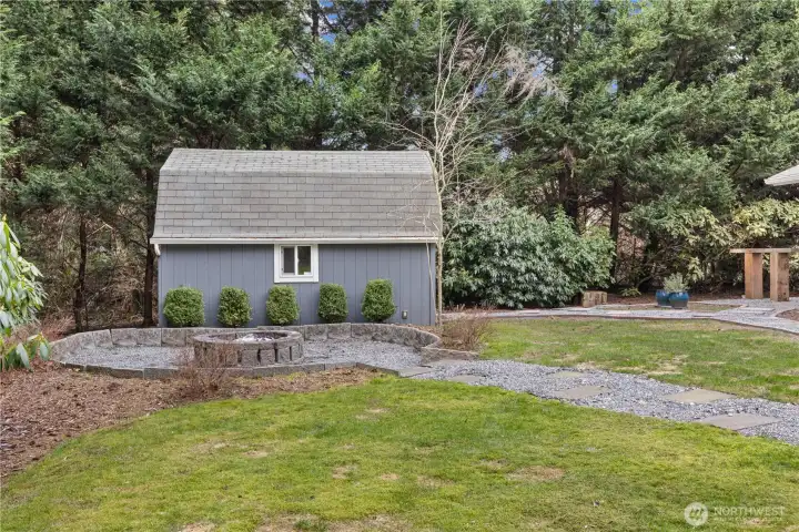 Insulated shed & large firepit