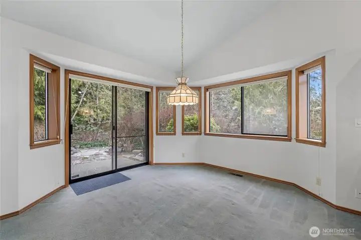 This informal dining area could be a great office space also.