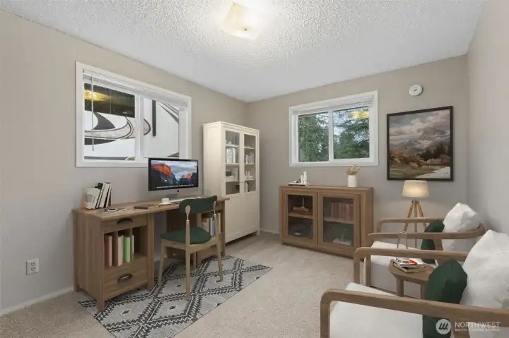 Bedroom4 shown as an office space but certainly a full bedroom w/ a closet. Located on the other side of the home. super private area. You will see what I mean on the flooplan virtually staged.