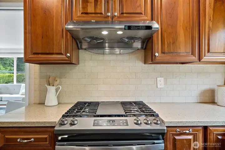 Updated powerful vent hood with gas range