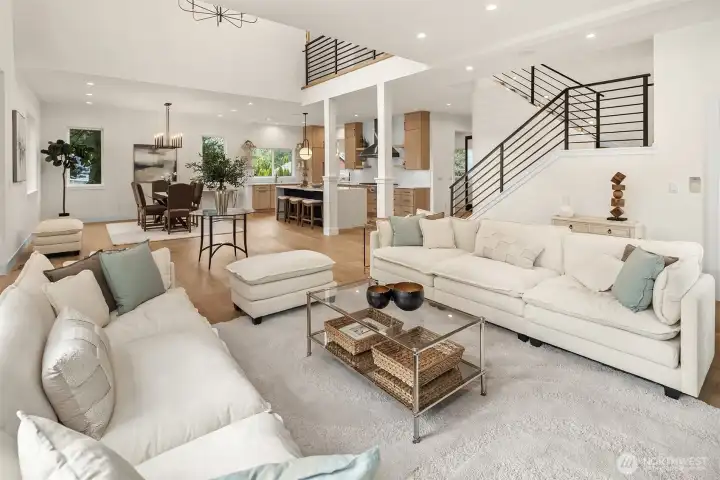 Desirable great room seamlessly incorporates the family room, dining and chef's kitchen