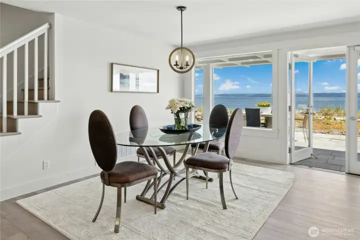 Spacious dining room with engineered hardwoods throughout main level