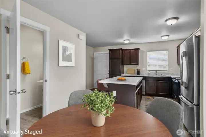 Great room looking to kitchen