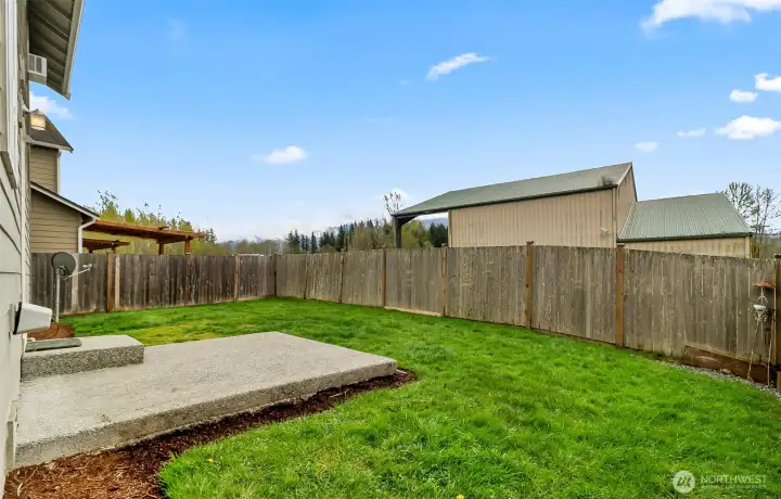Fully fenced backyard