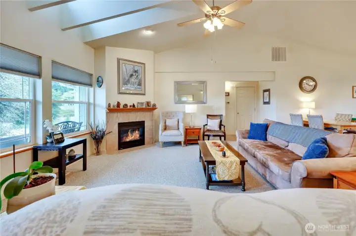 Open floor plan.  Large living room with propane fireplace