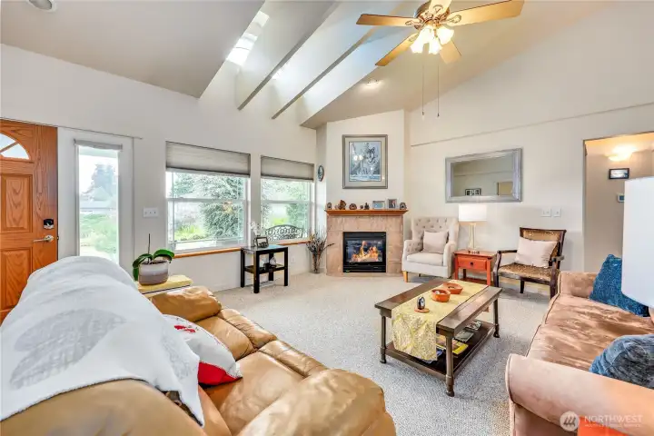anther view of the large living room and propane fireplace
