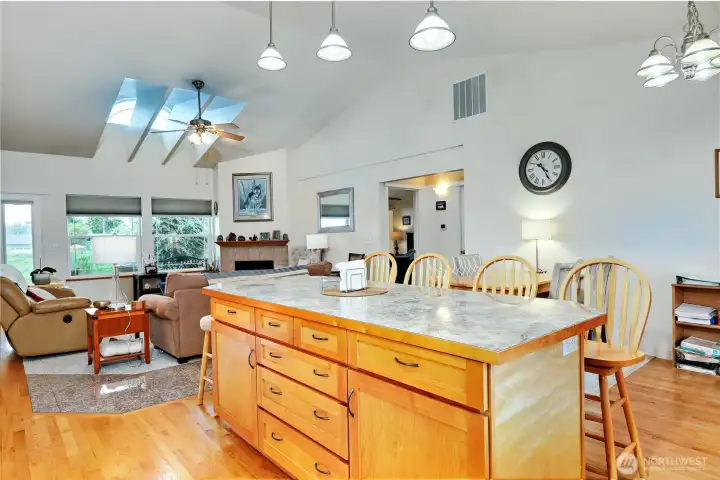 vaulted ceiling and sky lights