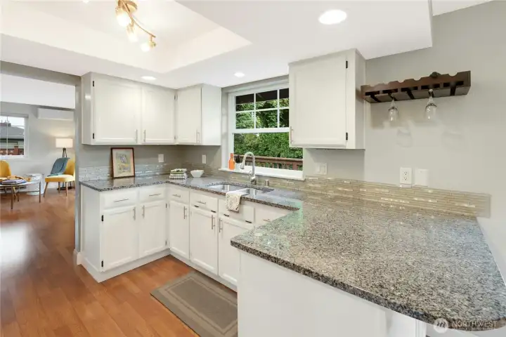 Updated kitchen with granite countertops