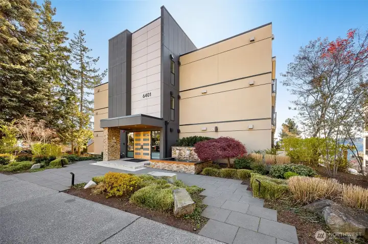 Entry to lobby secure building.