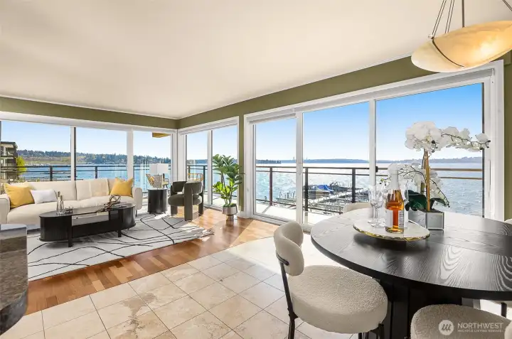 From kitchen and dining area looking southwest.