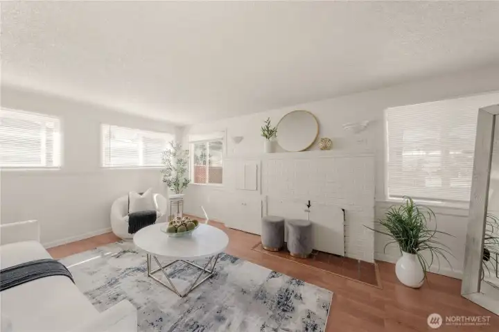 6148. Light-filled Living Room & Fireplace