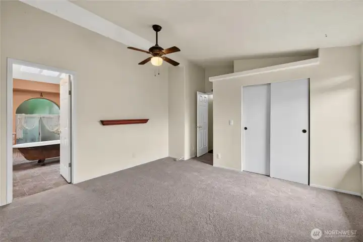 Primary bedroom with lots of closet space.