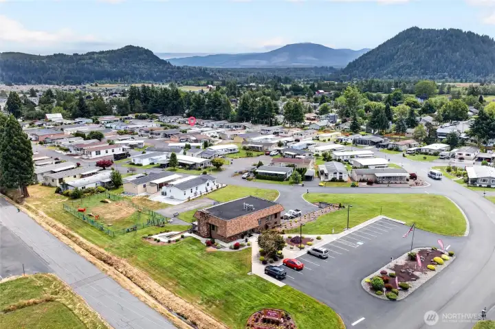 Overall view of Mountain Villa with the location of 819 Mtn Villa Loop marked.  Short walk to community facilities in this neat and tidy community.