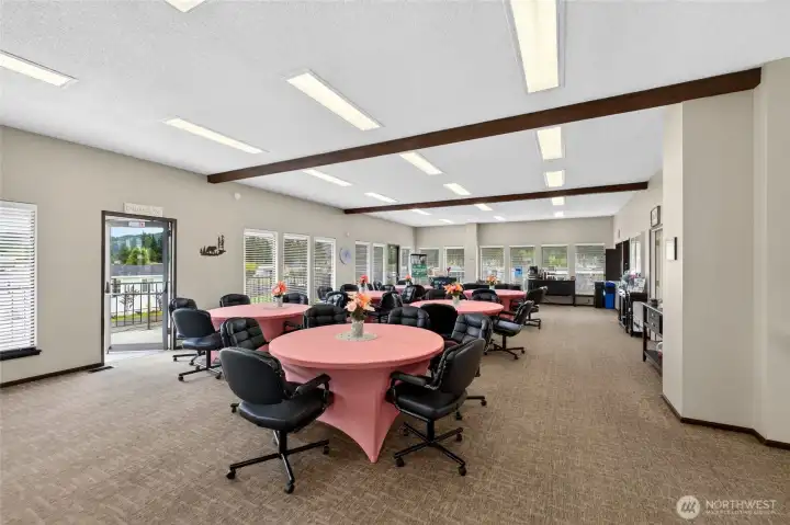 Park residents gather here for activities.  The facility is available to owners for reserved private events too.