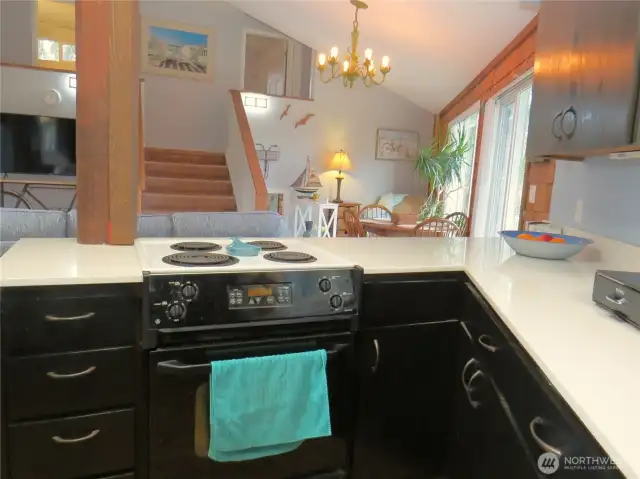 VIEW OF THE OPEN CONCEPT LIVING AREA FROM THE KITCHEN!