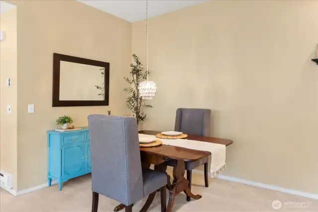 Unique to small units, a designated dining space.