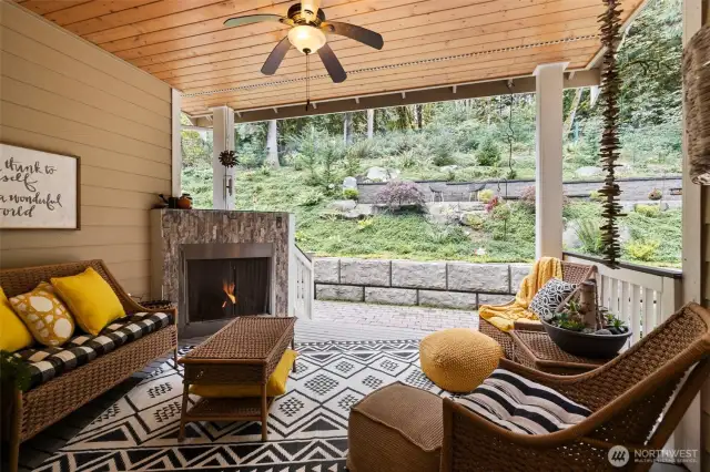A favorite spot for the homeowners....a covered deck with fireplace.  Enjoy this year-round.
