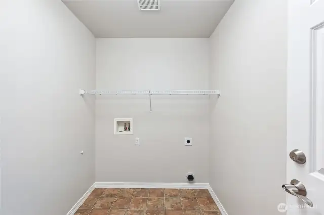 The laundry room has plenty of space for a full sized washer & dryer.
