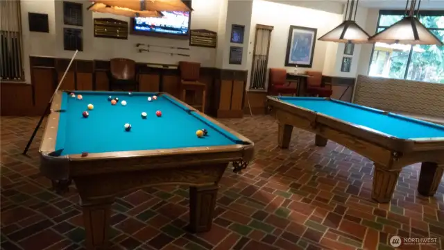 Club style pool table room.