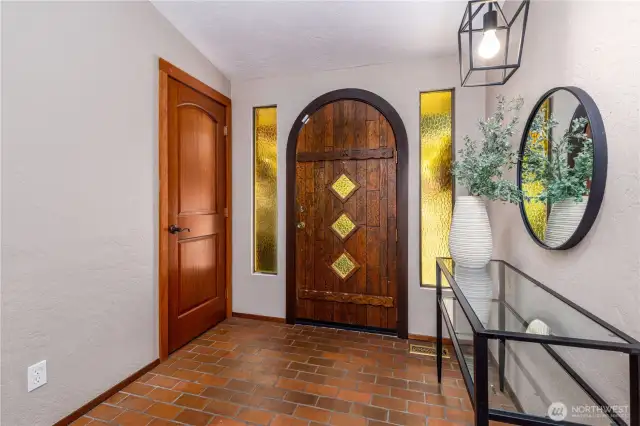 Beautiful brick entry and one of a kind door